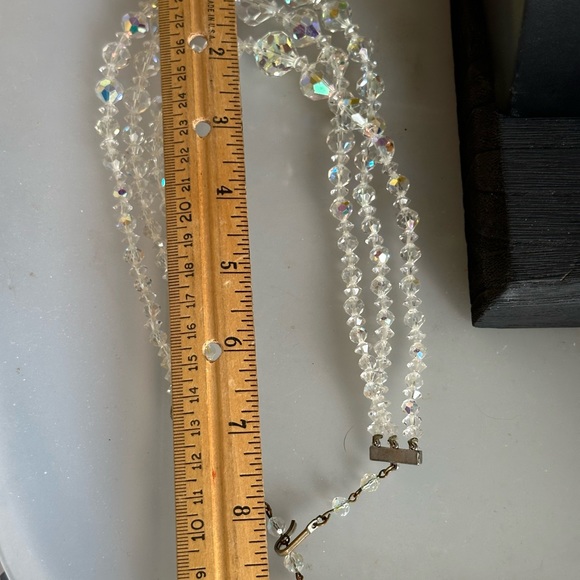 Aurora Borealis 3 Strand Crystal Glass Necklace and matching earrings set - Picture 7 of 7